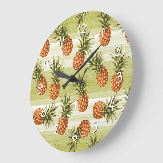 Groen Oranje Tropisch anananasepfruitpatroon Grote Klok (Hoek)