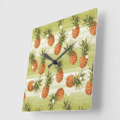 Groen Oranje Tropisch anananasepfruitpatroon Vierkante Klok (Hoek)