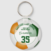 Groen oranje Voetbal Team Gifts Meisjes Jongens Sp Sleutelhanger (Voorkant)