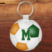 Groen oranje Voetbal Team Gifts Meisjes Jongens Sp Sleutelhanger (Achterkant)
