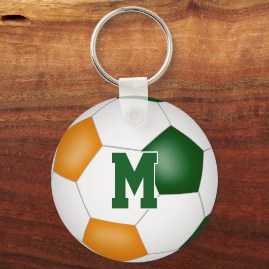 Groen oranje Voetbal Team Gifts Meisjes Jongens Sp Sleutelhanger (Achterkant)