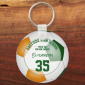 Groen oranje Voetbal Team Gifts Meisjes Jongens Sp Sleutelhanger (Voorkant)