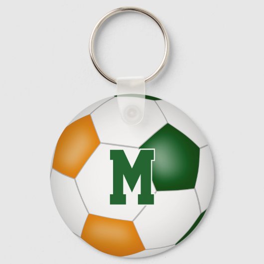 Groen oranje Voetbal Team Gifts Meisjes Jongens Sp Sleutelhanger (Achterkant)