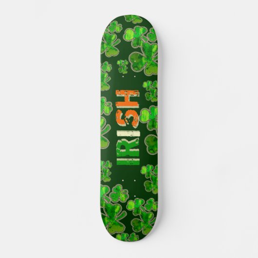 Groen Oranje wit Iers vlaggeschaald Shamrock Skate Skateboard (Voorkant)
