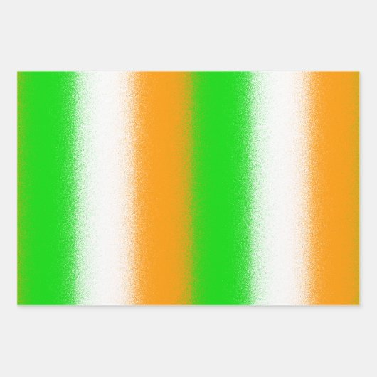 Groen Oranje wit - Sint Patrick's Day Stripes Inpakpapier Vel (Voorkant)