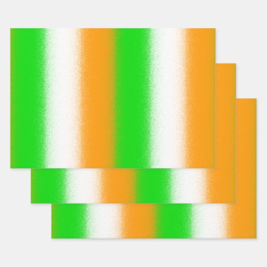 Groen Oranje wit - Sint Patrick's Day Stripes Inpakpapier Vel (Set)