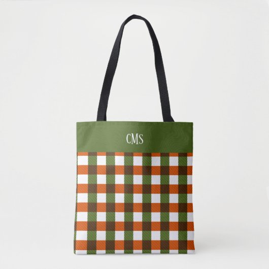 Groen, Oranje, wit speldenmonogram Tas (Voorkant)