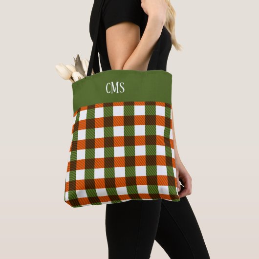 Groen, Oranje, wit speldenmonogram Tas (Dichtbij)