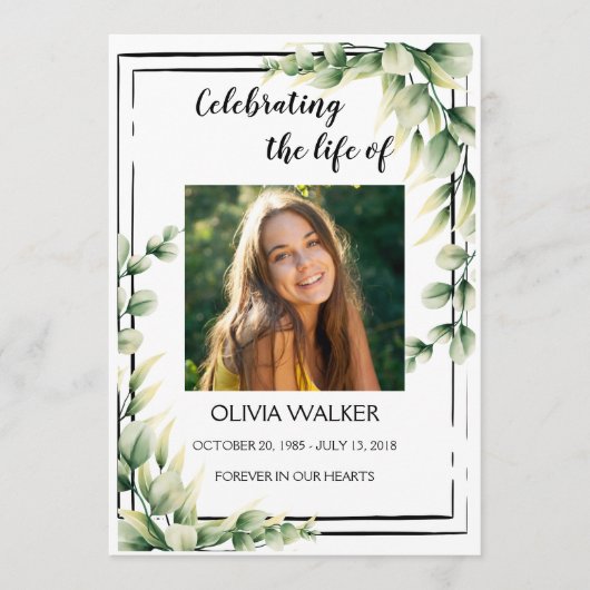 Groen Orde van de Levensduur Celebratieprogramma Programmakaart (Voorkant)