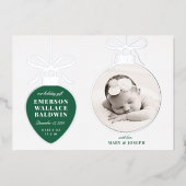 Groen Ornament Baby Aankondiging Kaart (Voorkant)