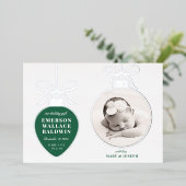 Groen Ornament Baby Aankondiging Kaart (Staand Voorkant)