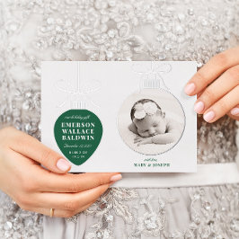 Groen Ornament Baby Aankondiging Kaart
