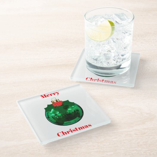 Groen Ornament met Holly Onderzetter (Schuin)