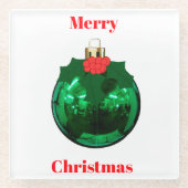Groen Ornament met Holly Onderzetter (Voorkant)