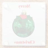 Groen Ornament met Holly Onderzetter Glazen Onderzetter (Achterkant)