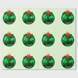 Groen Ornament over licht groen inpakpapier