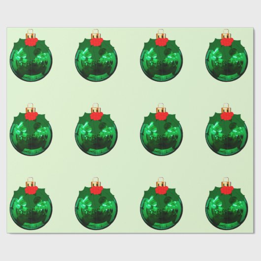 Groen Ornament over licht groen inpakpapier (Vlak)