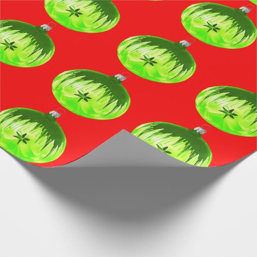 Groen Ornament Rood inpakpapier (Hoek)