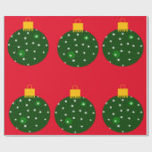 Groen Ornament Rood inpakpapier (Vlak)