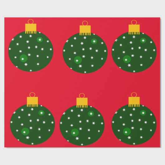 Groen Ornament Rood inpakpapier (Vlak)