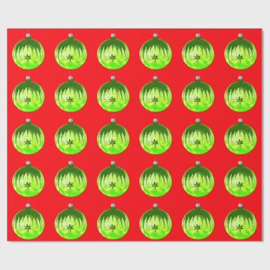 Groen Ornament Rood inpakpapier (Vlak)