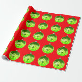 Groen Ornament Rood inpakpapier (Uitgerold)