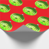 Groen Ornament Rood inpakpapier (Hoek)