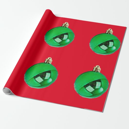 groen Ornament rood verpakkingspapier Cadeaupapier (Uitgerold)