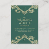 Groen Oud Geld  Crest Wedding Website Informatiekaartje (Voorkant)