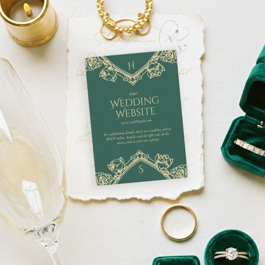 Groen Oud Geld  Crest Wedding Website Informatiekaartje