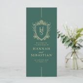 Groen Oud Geld Vintage Wapen Huwelijksprogramma (Staand voorkant)