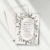 Groen Ovaal Ivoor RSVP QR Code Bruiloft Roos Goud Folie Uitnodiging