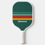 Groen over striping met naam pickleball paddle (Voorkant)