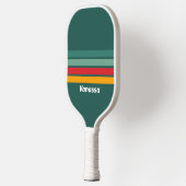 Groen Overdwars Gestreept met Naam Pickleball Paddle (Links)