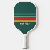 Groen Overdwars Gestreept met Naam Pickleball Paddle (Achterkant)