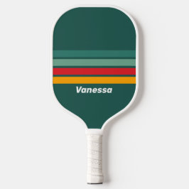 Groen Overdwars Gestreept met Naam Pickleball Paddle