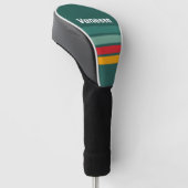 Groen Overdwars Strepen met Naam Golfheadcover (Schuin)