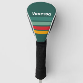 Groen Overdwars Strepen met Naam Golfheadcover