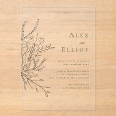 Groen overvloeiend boeket bruiloft acryl uitnodigingen (Voorkant)