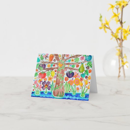 Groen overzicht van de Life Note Card Kaart (Gele Bloem)