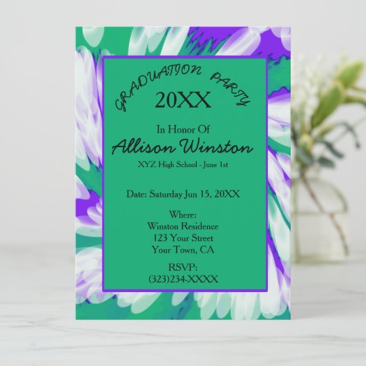 Groen Paars Afstuderen met kleurstof Kaart (Staand voorkant)