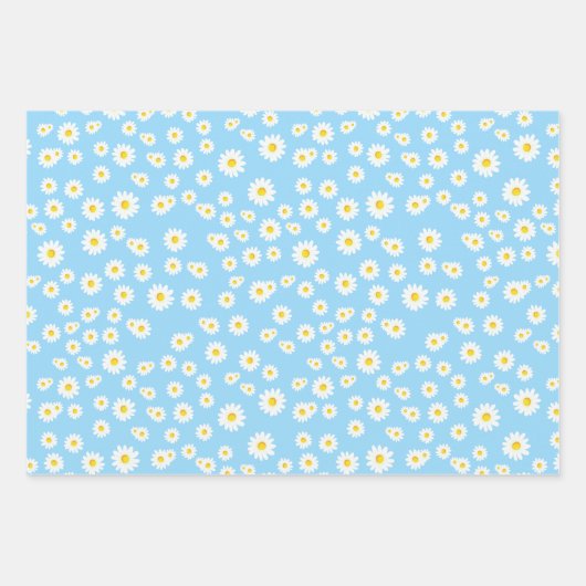 Groen, Paars en blauw Boho Spring Daisies Pattern Inpakpapier Vel (Voorkant 3)