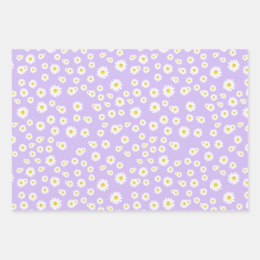 Groen, Paars en blauw Boho Spring Daisies Pattern Inpakpapier Vel (Voorkant 2)
