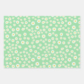 Groen, Paars en blauw Boho Spring Daisies Pattern Inpakpapier Vel (Voorkant)