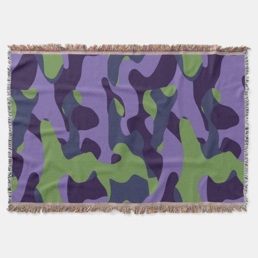 Groen Paars en Blauw Camo abstract Deken (Voorkant)