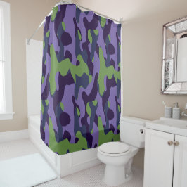 Groen Paars en Blauw Camo abstract Douchegordijn
