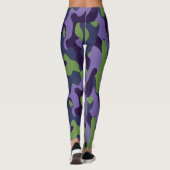 Groen Paars en Blauw Camo abstract Leggings (Achterkant)