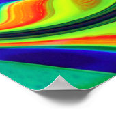 Groen paars en oranje abstract schilderij poster (Hoek)