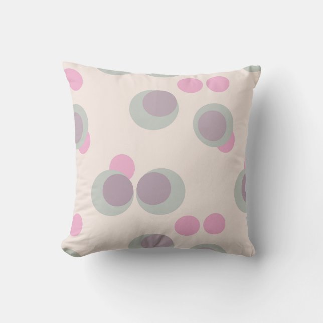 Groen, paars en roze retro stippen kussen (Voorkant)