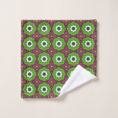 Groen paars en wit geometrisch patroon Handdoek (Wasdoekje)